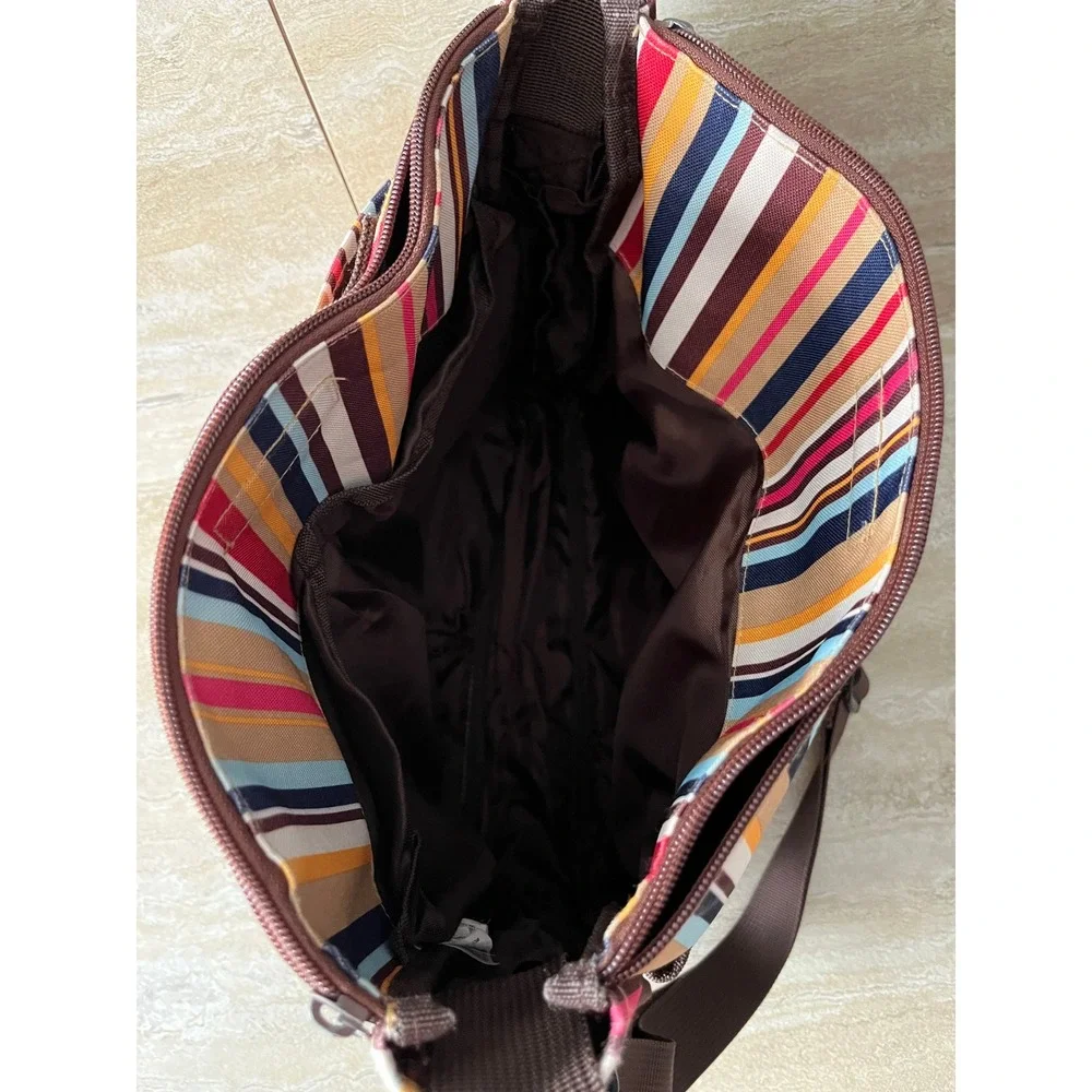 Skip Hop Duo Baby Diaper Bag Unisex Multi Color Striped Canvas Messenger Travel